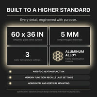 LED Bathroom Mirror Designed for Modern Homes, 60x36 Dimmable, Anti-Fog Function, Memory Settings — product view 14