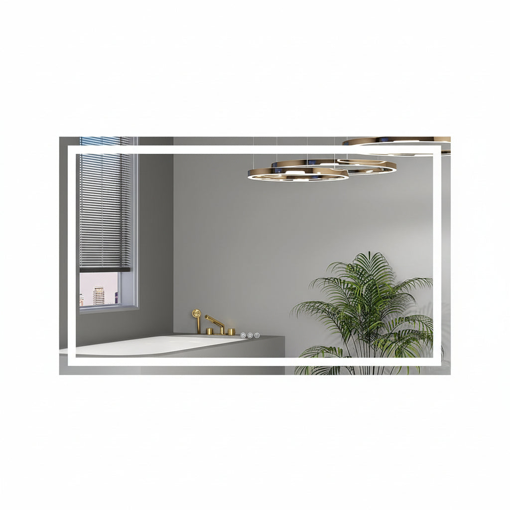 Dimmable 55X36 LED Bathroom Mirror with Anti-Fog, 3 Light Modes, Memory Function
