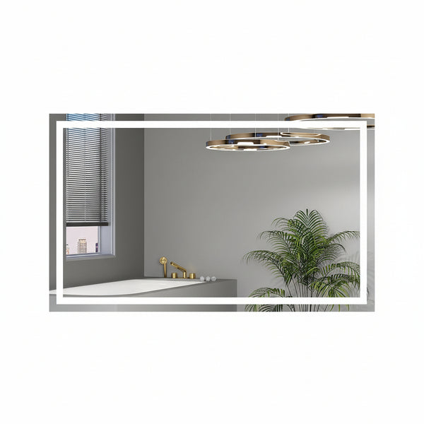 Dimmable 55X36 LED Bathroom Mirror with Anti-Fog, 3 Light Modes, Memory Function