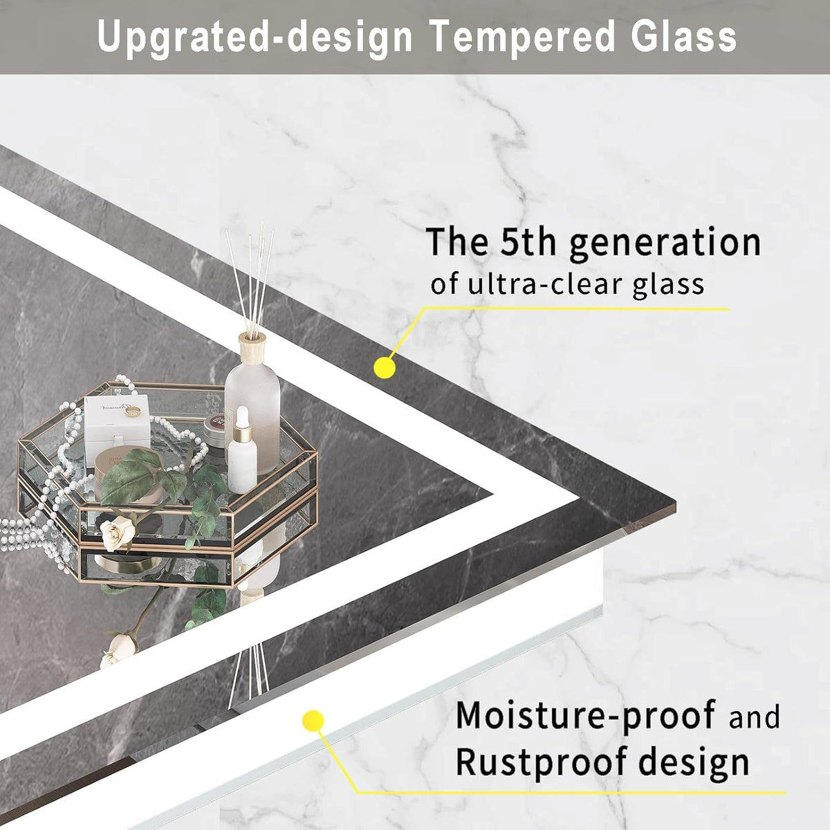 Dimmable 55X36 LED Bathroom Mirror with Anti-Fog, 3 Light Modes, Memory Function — product view 6