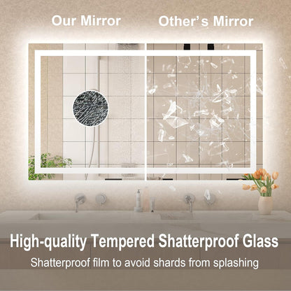 Dimmable 55X36 LED Bathroom Mirror with Anti-Fog, 3 Light Modes, Memory Function — product view 7
