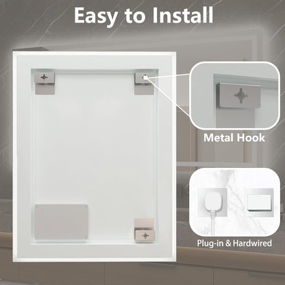 Dimmable 55X36 LED Bathroom Mirror with Anti-Fog, 3 Light Modes, Memory Function — product view 8