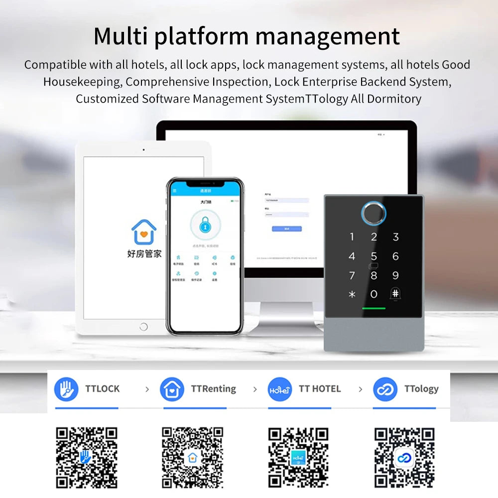 Wifi+Bluetooth Ttlock K3W K3FW K3QW Smart Lock Keypad Waterproof Smart Lock App Alexa Fingerprint Code RFID Card Access Control — product view 4