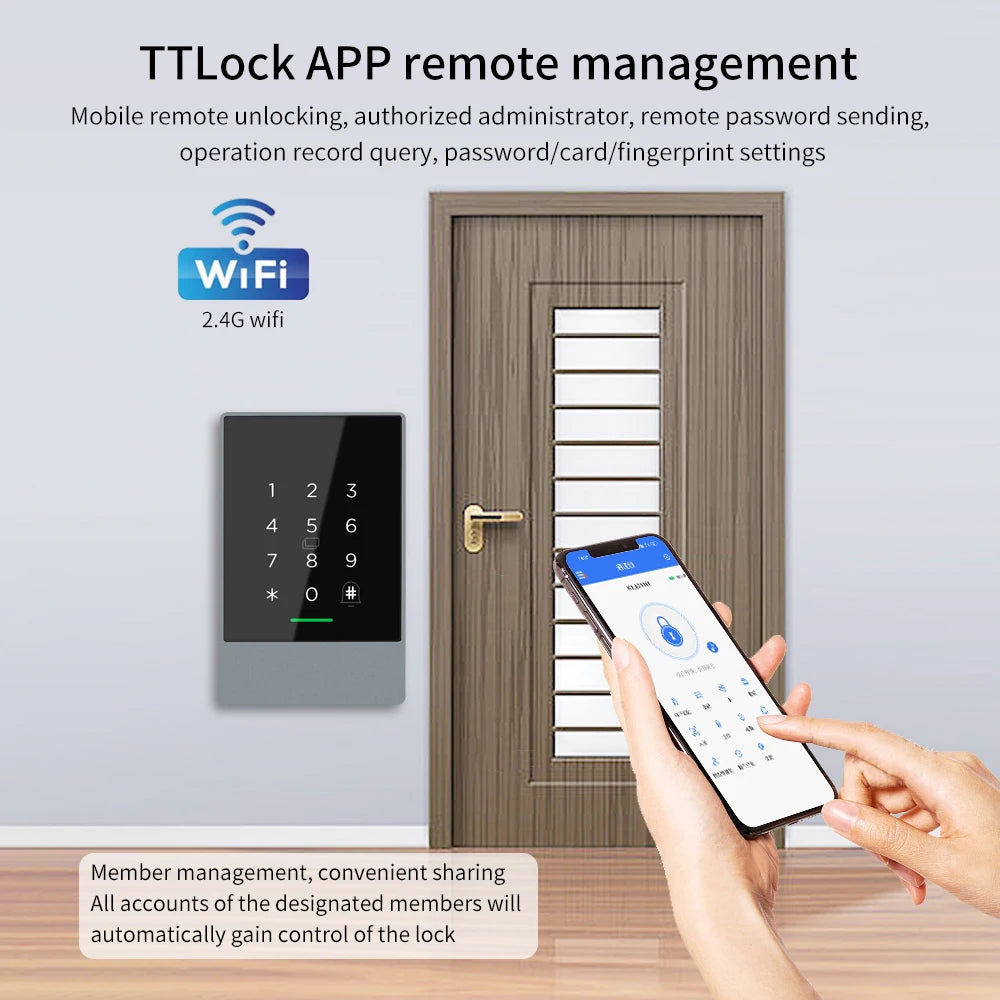 Wifi+Bluetooth Ttlock K3W K3FW K3QW Smart Lock Keypad Waterproof Smart Lock App Alexa Fingerprint Code RFID Card Access Control — product view 5