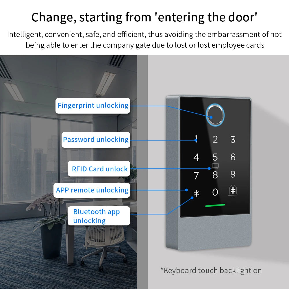 Wifi+Bluetooth Ttlock K3W K3FW K3QW Smart Lock Keypad Waterproof Smart Lock App Alexa Fingerprint Code RFID Card Access Control — product view 7