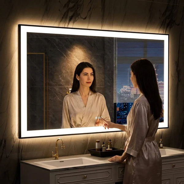 LED Bathroom Mirror Built for Modern Homes, 60x36 Dimmable, Anti-Fog Function, Memory Settings
