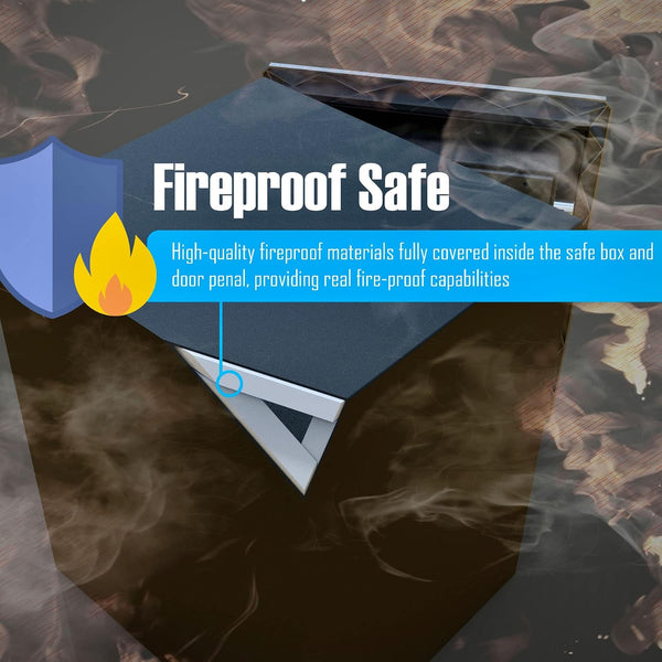 Fireproof Smart Safe Built for Multi-Layer Security, 2.1 Cubic Feet Capacity, Fingerprint Access, Steel Construction